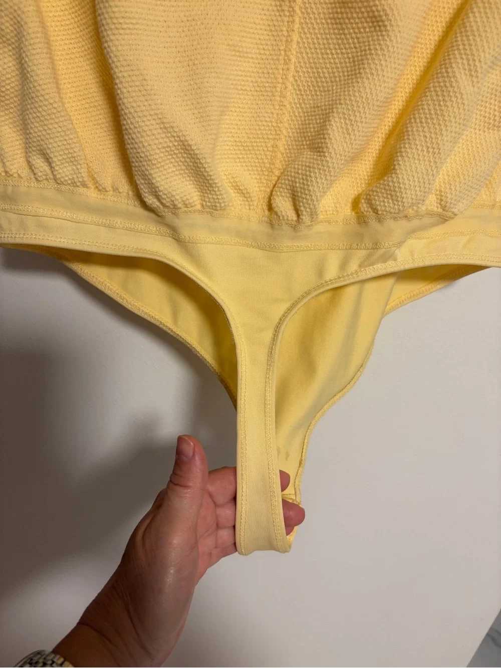 Free People Yellow Knit Sleeveless Bodysuit Size L Cotton Blend